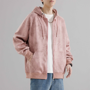 麂皮绒开衫男女春秋新款美式潮牌休闲宽松卫衣外套HH8915-P50图片
