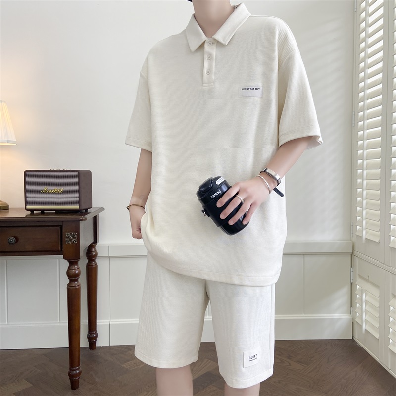 【高品质】港风夏季微扩版短袖套装POLO衫五分袖上衣潮TZ5218-P90，男装休闲套装，星座1206（原A206）