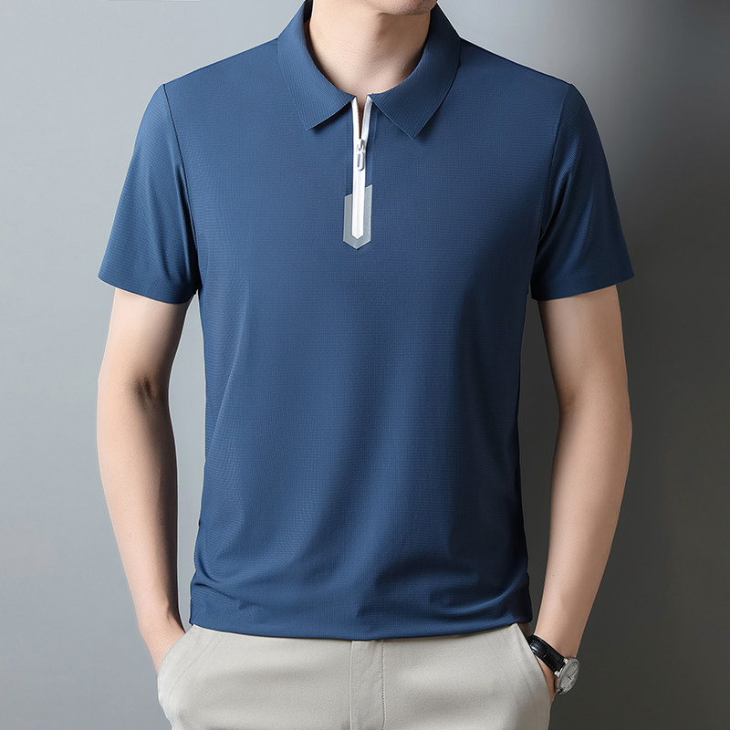 2023夏季新款翻领T恤无缝潮流冰丝体恤衫polo衫男DQC1366-P45,男装Polo衫,星座1206（原A206）