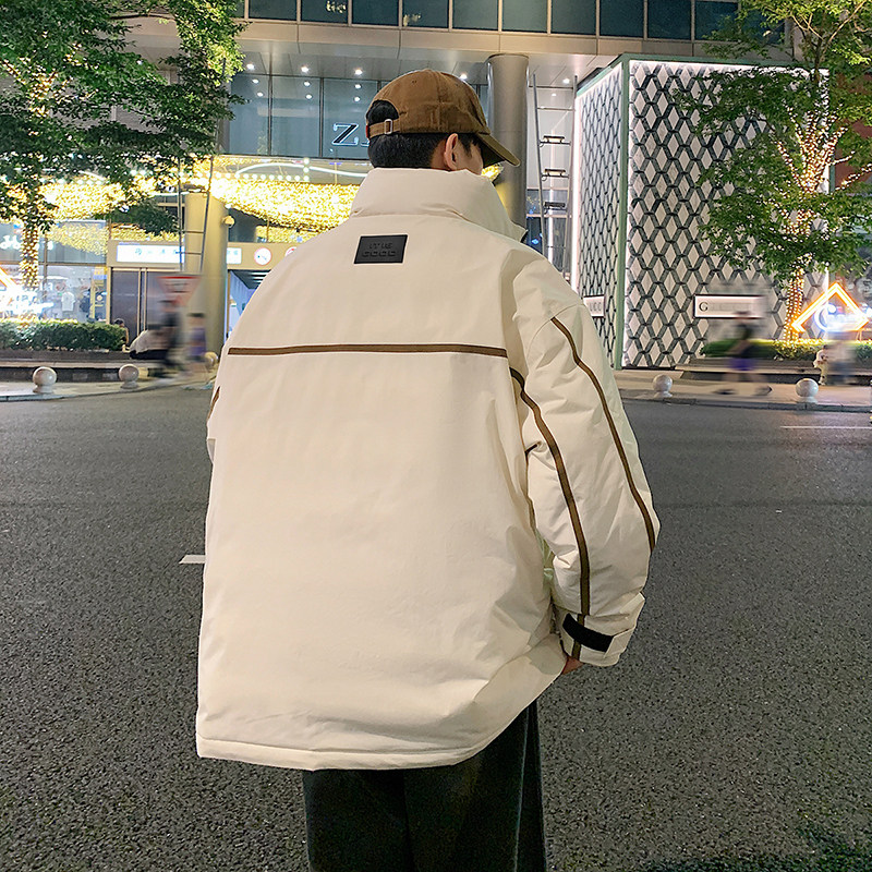 2025冬季新原创宽松潮流织带棉衣男棉服情侣大码男装GS8102-P103,男装棉衣,星座1206（原A206）