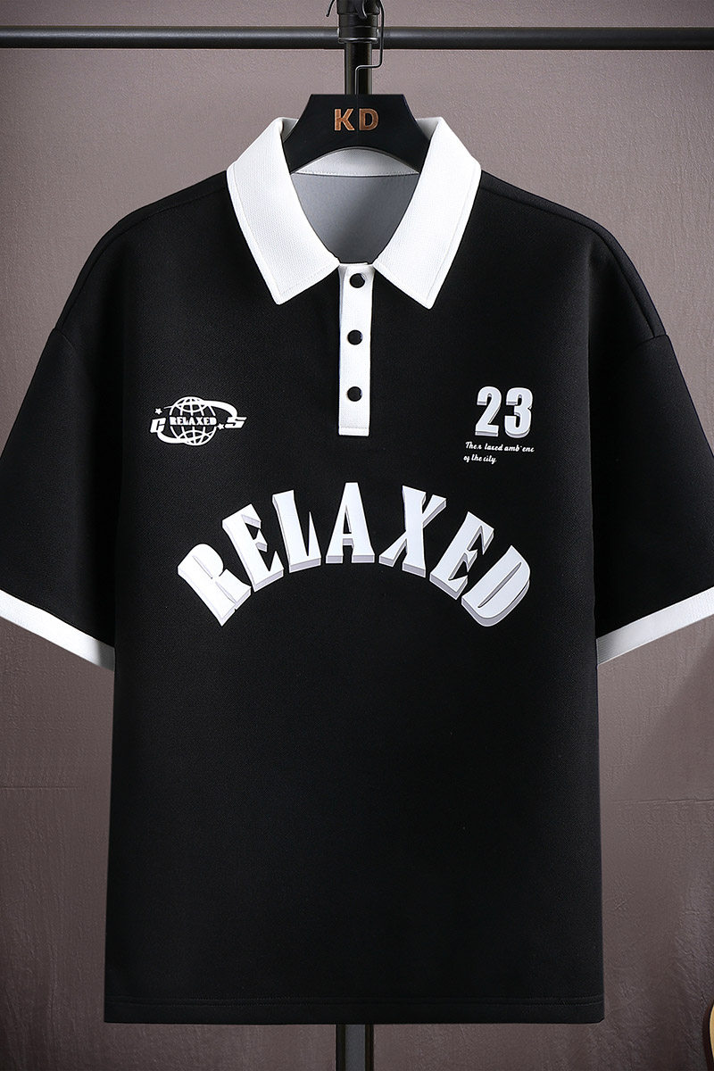 2023夏季新款翻领T恤印花潮流条纹阔版体恤衫polo衫男PL6890-P35,男装Polo衫,星座1206（原A206）