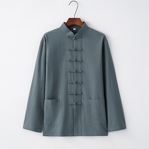 风男装盘扣太极唐装休闲禅修茶服中青年打底上衣DFCS880-P55图片