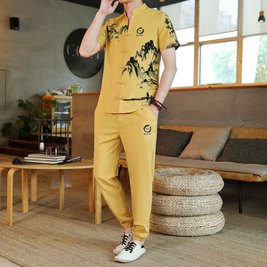风短袖套装男印花韩版修身汉服男YK126-P52图片