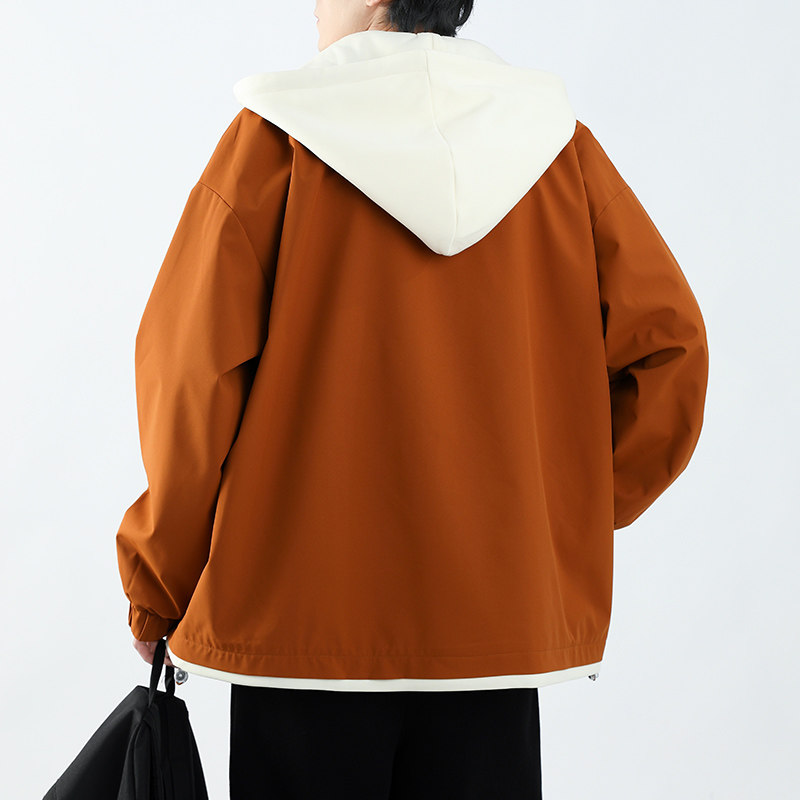 春秋款工装连帽夹克潮流拼色宽松百搭户外冲锋衣外套HS8310-P75,男装夹克,星座1206（原A206）