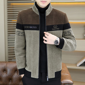 2025秋冬金貂绒翻领毛呢外套青年夹加棉加厚夹克棉服 HF8831-P140图片
