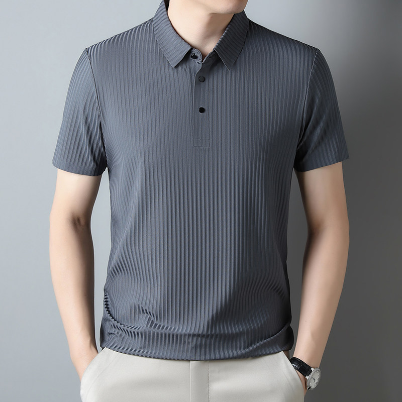 2023夏季新款翻领T恤无缝潮流冰丝体恤衫polo衫男DQC1365-P45,男装Polo衫,星座1206（原A206）