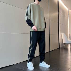 卫衣套装男士春秋圆领运动服秋季一套搭配帅气休闲外套潮P60图片