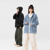麂皮绒开衫男女春秋新款美式潮牌休闲宽松卫衣外套HH8915-P50，女装短外套，星座1206（原A206）