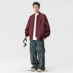 2025新款飞行夹克棒球服男美式宽松潮牌韩版二开公版GS6586-P75图片