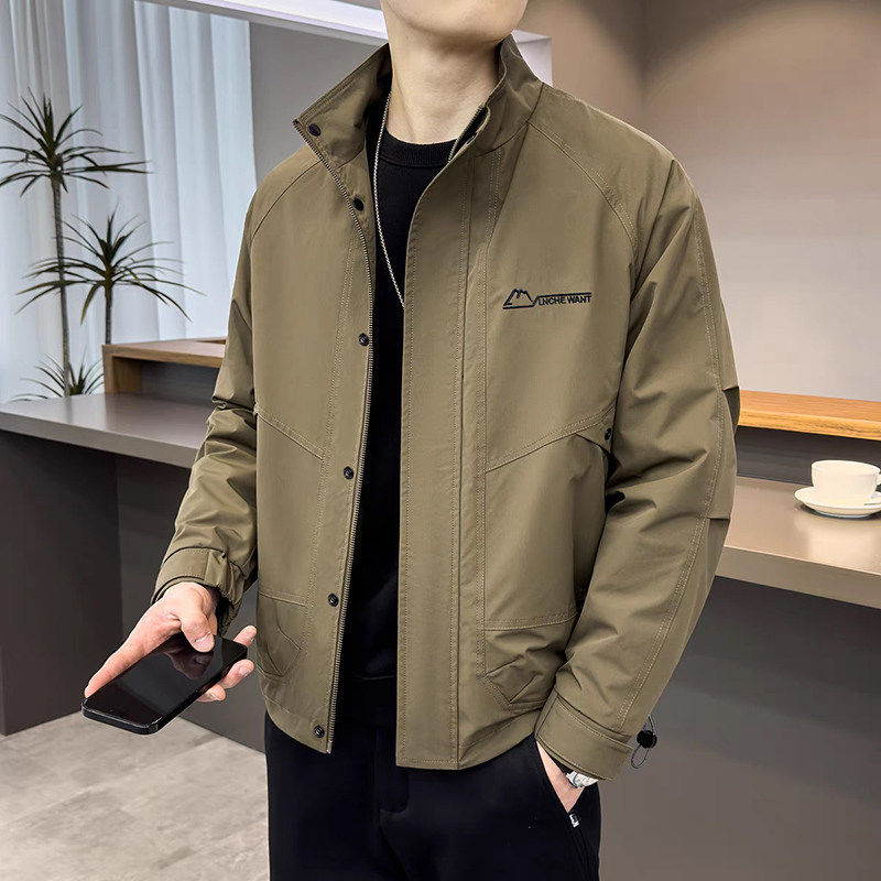2025秋季新款翻领帅气工装青年夹克百搭时尚潮流上衣GH008-P65，男装夹克，电商A206