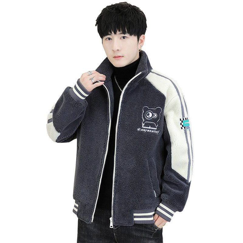 2024秋冬季新款加绒加厚宽松颗粒绒男青少年夹克外套KL8203-P110,男装棉衣,星座1206（原A206）