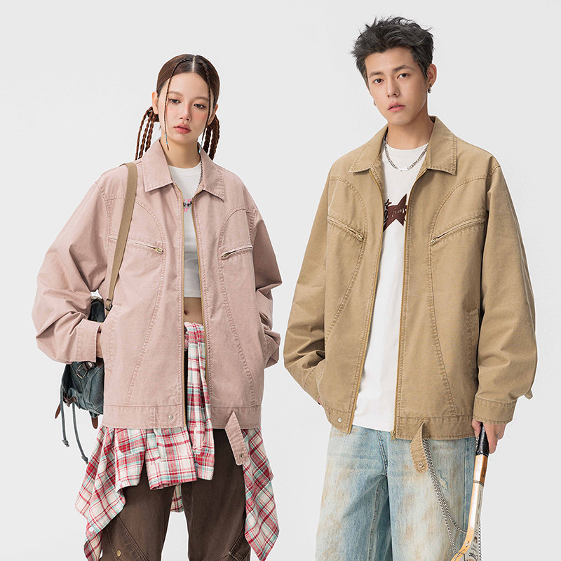 秋冬新款夹克全棉水洗重磅青少年外套日系棒球服上衣GS6392-P105,男装夹克,星座1206（原A206）