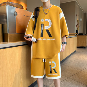 新款夏季透气青少年男士韩版休闲时尚百搭透气套装YCGW772-P55图片