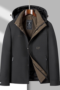 男短款羽绒服冬季保暖爸爸中老年冬装连帽可拆卸外套HL23116-P200图片
