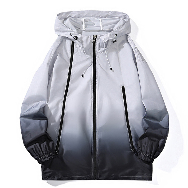 冰丝UPF50中长款防晒衣夏季渐变透气连帽外套情侣防晒服YF14-P50,男装防晒衣,星座1206（原A206）