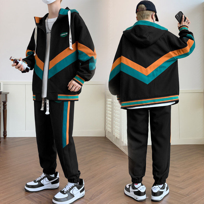 春秋新款连帽外套男套装休闲青少年夹克两件套JMTZ7999-P100图片