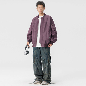 2025新款飞行夹克棒球服男美式宽松潮牌韩版二开公版GS6586-P75图片