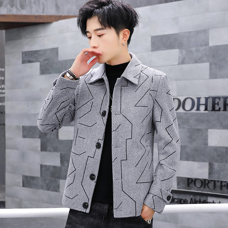 Men's windbreaker with medium and long woolen overcoat with British port style in autumn and winter