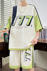 2025夏季新款短袖套装韩版潮t恤两件套青少年学生LF107-P53图片