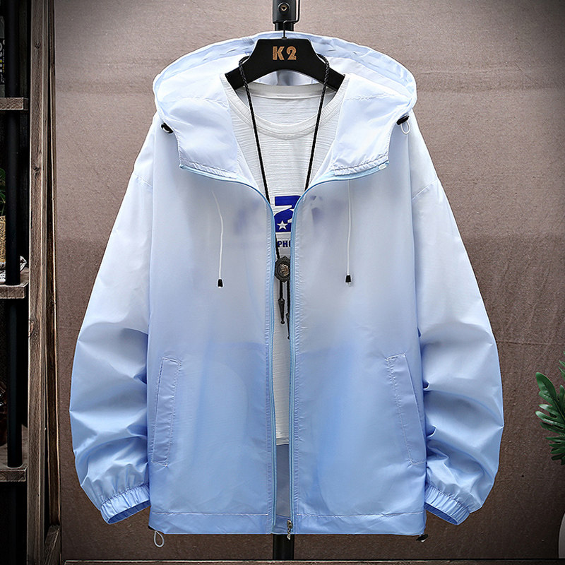 渐变连帽男女同款防晒衣夏季薄款冰丝户外防紫外线防晒服YF13-P28,男装防晒衣,星座1206（原A206）