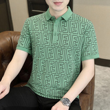 2023夏季新款翻领T恤印花潮流阔版体恤衫polo衫男PL0888-P55，男装Polo衫，电商A206