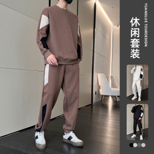 男士休闲运动服套装秋季时尚潮牌卫衣痞帅卫裤帅气搭配两件套P60图片
