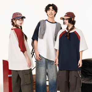 美式运动球服短袖男夏季潮牌重磅纯棉宽松休闲凉感t恤HH5712-P25图片