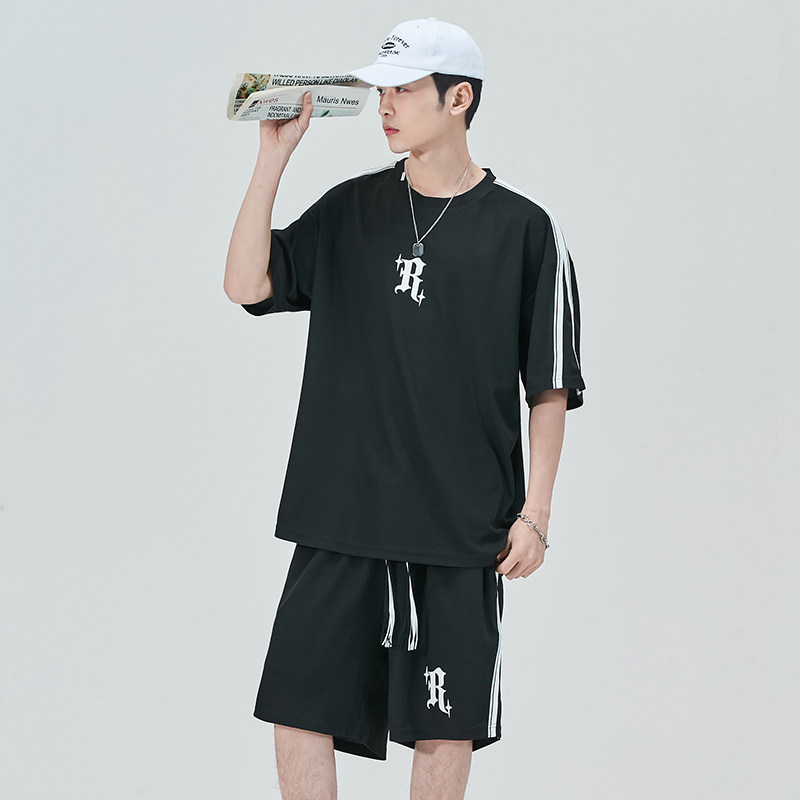 2023夏季新款潮流个性印花装饰美观休闲时尚短袖套装DQC9008-P47,男装休闲套装,星座1206（原A206）