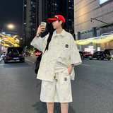 2025新款青少年短裤短袖衬衫套装工艺面料男士HY1822-P98，男装牛仔裤，星座1206（原A206）