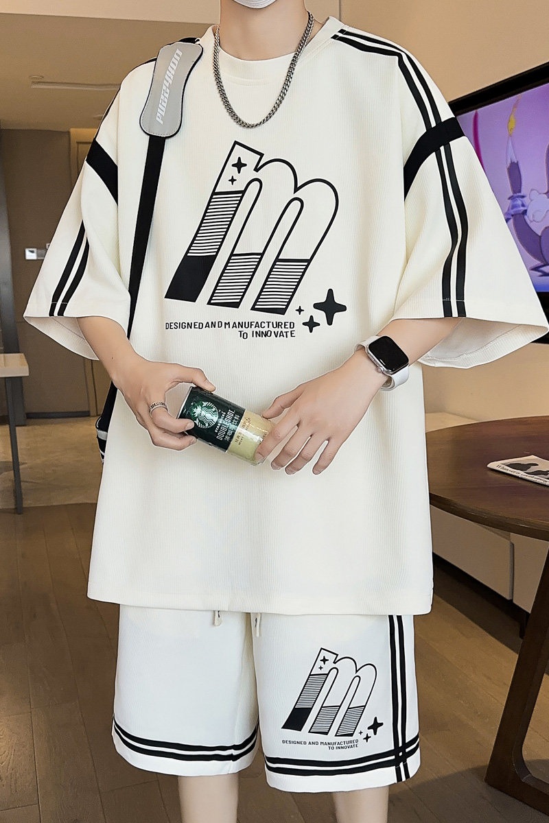2025新款夏季透气青少年男士韩版时尚百搭透气套装YCGW803-P53,男装休闲套装,星座1206（原A206）