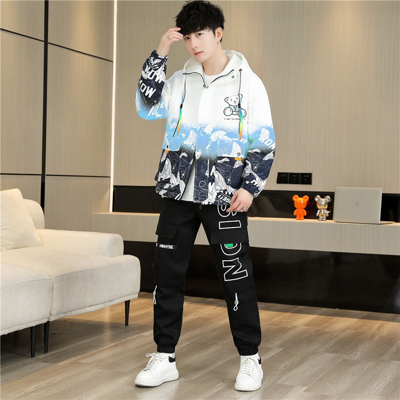 2023高品质青少年学生渐变夹克套装男士上衣裤子两件套TZA28-P95，男装休闲套装，星座1206（原A206）