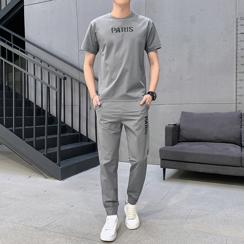 男士冰丝套装夏季一套潮流帅气男装休闲潮牌两件HL15333,男装休闲套装,星座1206（原A206）
