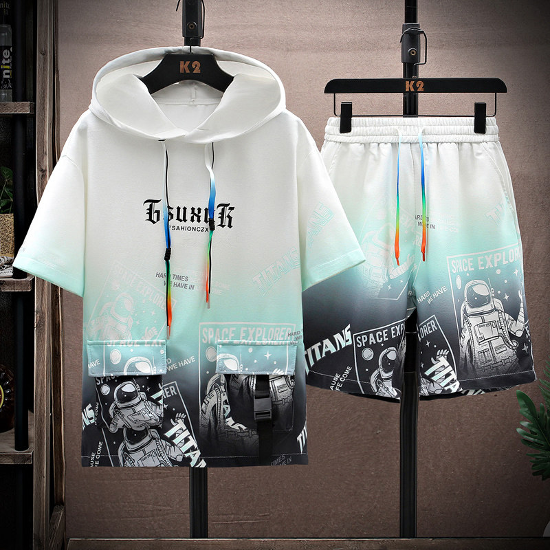 夏季新款圆领两件套男短袖套装T恤男装运动套装青少年TZ777-P70，男装休闲套装，星座1206（原A206）