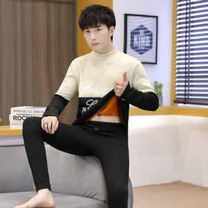 加绒加厚冬季保暖内衣男套装青年秋衣秋裤男装TZ1006-P30图片