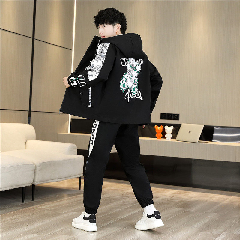 秋冬新款青少年休闲夹克两件套运动时尚套装外套裤子TZ0811-P100,男装休闲套装,星座1206（原A206）