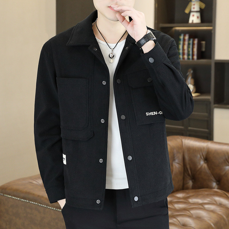 高品质秋冬款毛呢外套翻领休闲夹克提花毛呢外套HF8117-P150,男装夹克,星座1206（原A206）