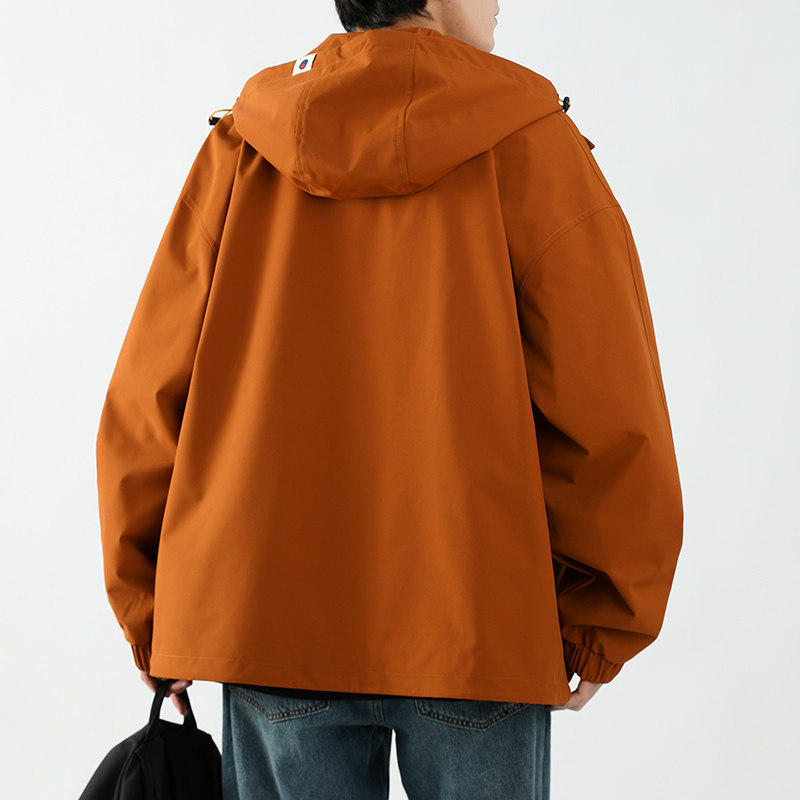 春秋款工装连帽夹克潮流拼色宽松百搭户外冲锋衣外套HS8305-P75,男装夹克,星座1206（原A206）