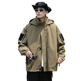 春秋款工装连帽夹克潮流拼色宽松百搭户外冲锋衣外套HS8309-P75，男装夹克，星座1206（原A206）