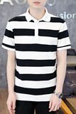 2023夏季新款翻领T恤印花潮流条纹阔版体恤衫polo衫男PL6889-P35，男装Polo衫，星座1206（原A206）