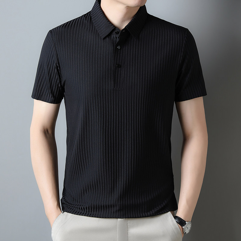 2023夏季新款翻领T恤无缝潮流冰丝体恤衫polo衫男DQC1365-P45,男装Polo衫,星座1206（原A206）