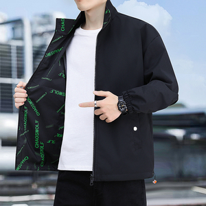 夹克男韩版假两件外套新款2024秋季工装衣服百搭宽松CSL2288-P43,白色长筒袜子穿搭图片