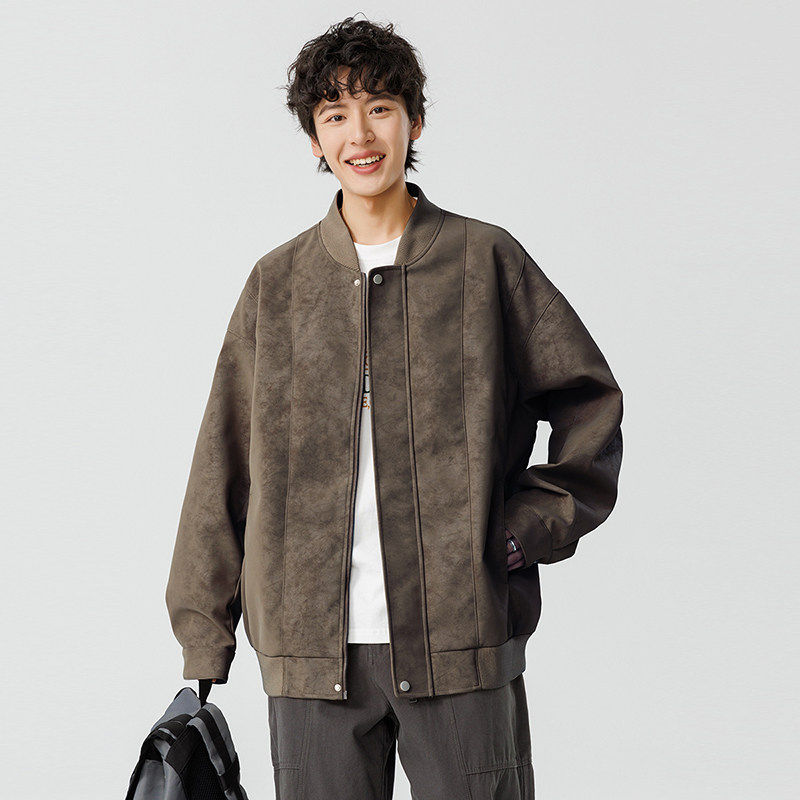 2025春季男士麂皮绒飞行夹克美式户外棒球领外套GS6211-P85，男装夹克，星座1206（原A206）