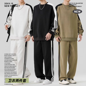新款潮牌运动服套装男士春秋季卫衣卫裤美式男装搭配一套帅气P60图片