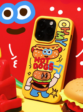 和风猫饭原创健身汉堡薯条手机壳适用iPhone17/16/15Promax苹果华为mate70pro14磁吸手机壳磨砂软壳mate60pro
