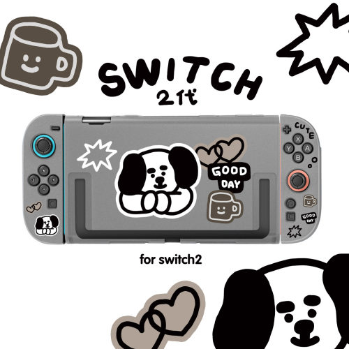 和风猫饭新款任天堂switch2代保护套咖啡小狗苹果原创NS2硬收纳包