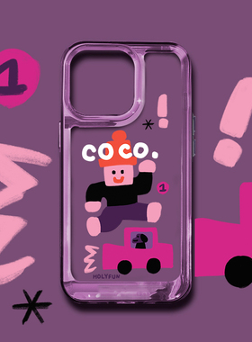 和风猫饭跳高小人紫色亚克力手机壳适用于苹果17p/16华为系列15promax14promax13/12/11promax/mate60pro/60