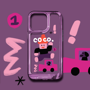 和风猫饭跳高小人紫色亚克力手机壳适用于苹果17p/16华为系列15promax14promax13/12/11promax/mate60pro/60