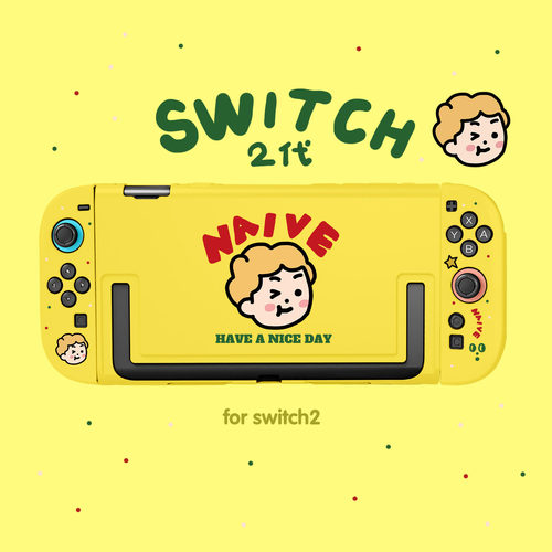 和风猫饭新款任天堂switch2代保护套黄色小人苹果原创NS2硬收纳包
