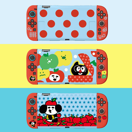 和风猫饭任天堂switch2代oled1代ns保护套波点小狗小猫NS2收纳包
