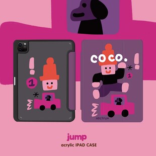 和风猫饭紫色跳高iPad保护壳磁扣亚克力笔槽10.2Pro11寸12.9寸min67/Air67